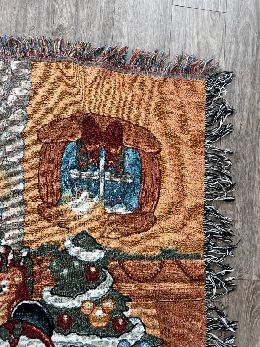Disney Resort Christmas tapestry throw blanket with Santa Mickey Mouse Pluto